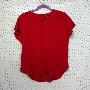 Trouve Red Short Sleeve Split Back Blouse